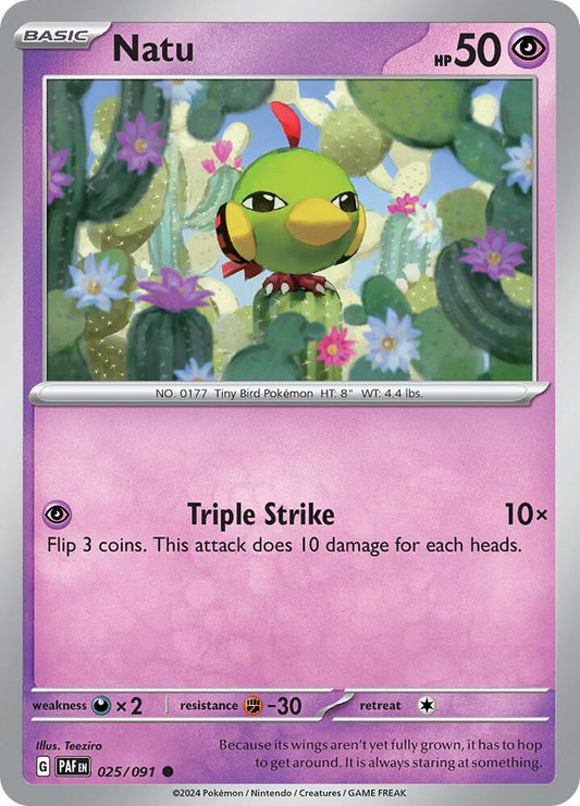 Natu - 025/091 025/091 Common Paldean Fates Pokémon card
