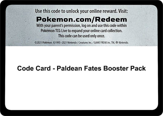 Code Card - Paldean Fates Booster Pack Code Card Pokémon card