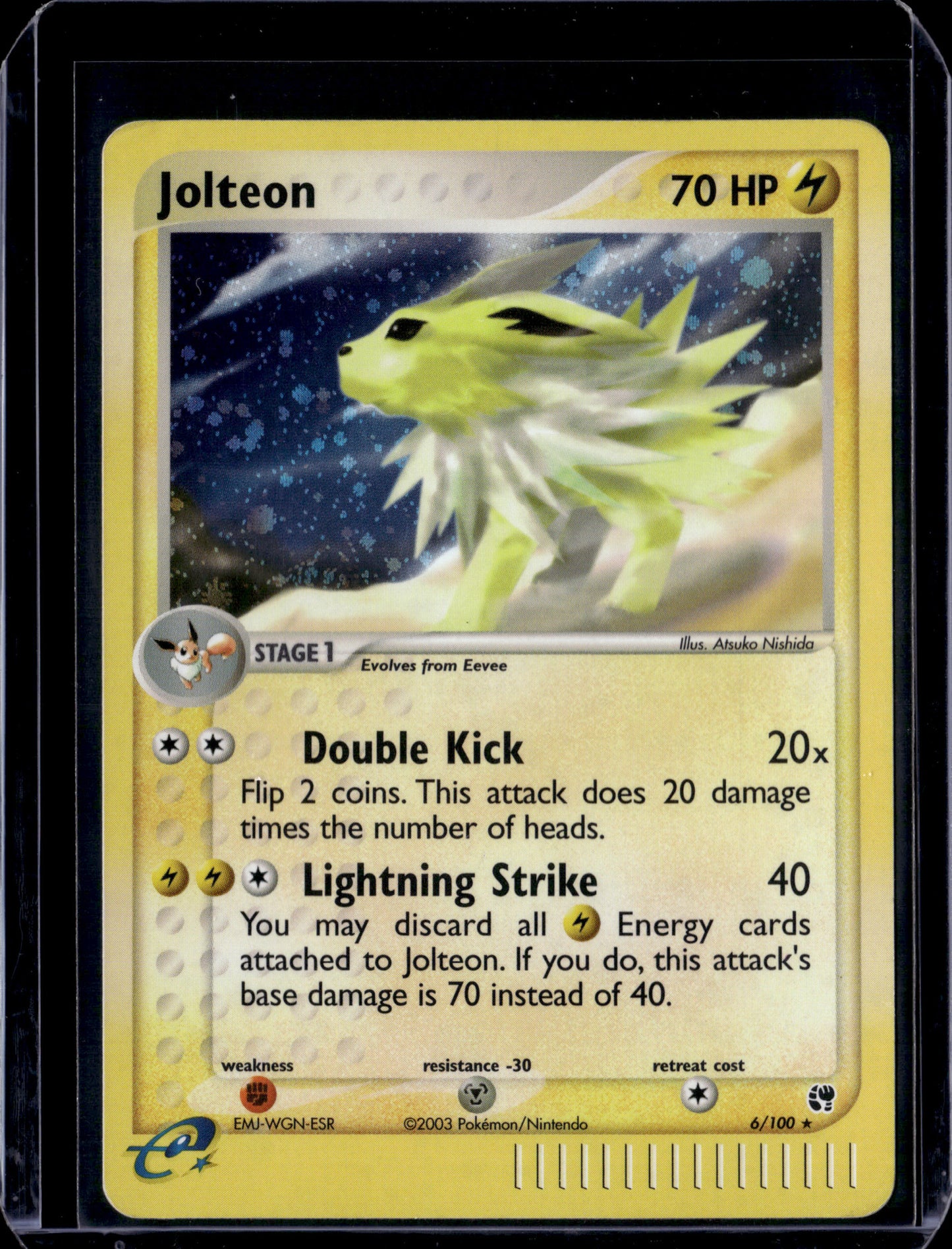 Jolteon Sandstorm #6/100 Holofoil Pokémon Card (front)