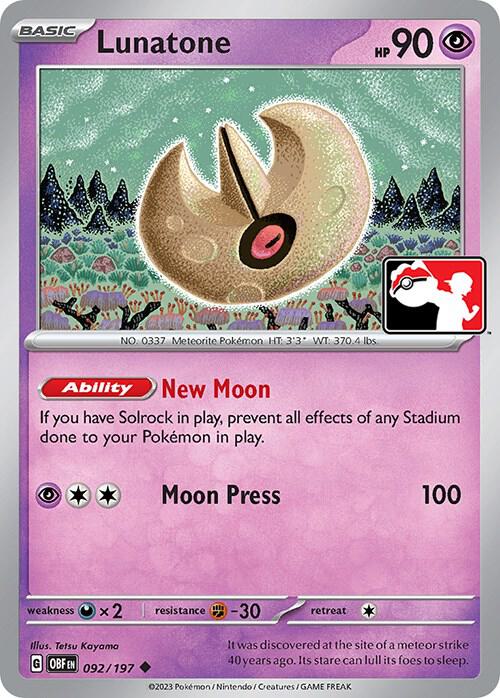 Lunatone - 092/197 092/197 Uncommon Prize Pack Series Cards Pokémon card