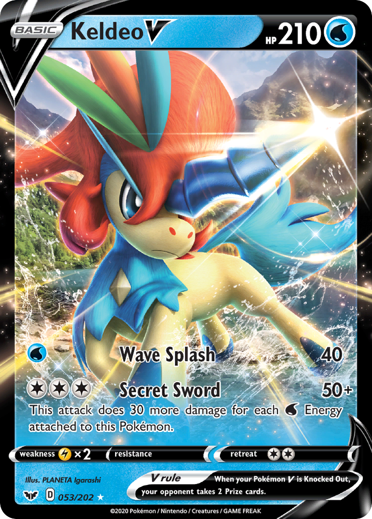 Keldeo V 053/202 Rare Holo V Sword & Shield