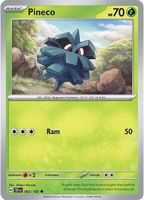 Pineco 002/162 Common Temporal Forces Pokémon card