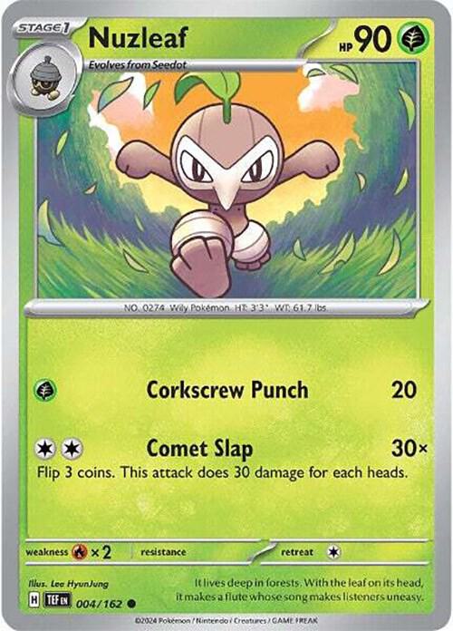Nuzleaf 004/162 Common Temporal Forces Pokémon card