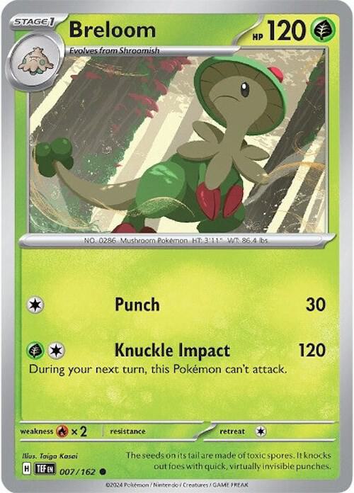 Breloom 007/162 Common Temporal Forces Pokémon card