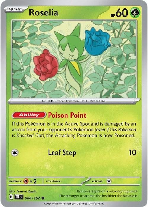 Roselia 008/162 Common Temporal Forces Pokémon card