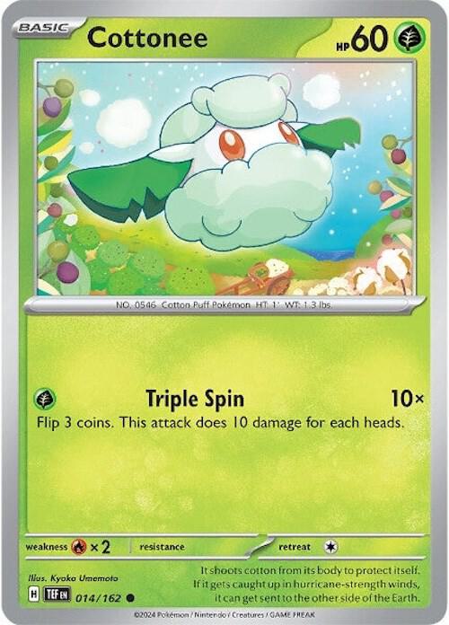 Cottonee 014/162 Common Temporal Forces Pokémon card