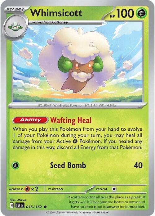 Whimsicott 015/162 Rare Temporal Forces Pokémon card