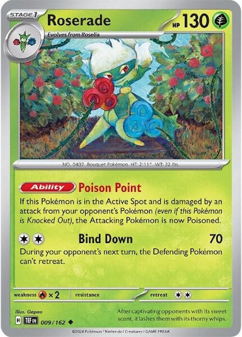 Roserade 009/162 Uncommon Temporal Forces Pokémon card