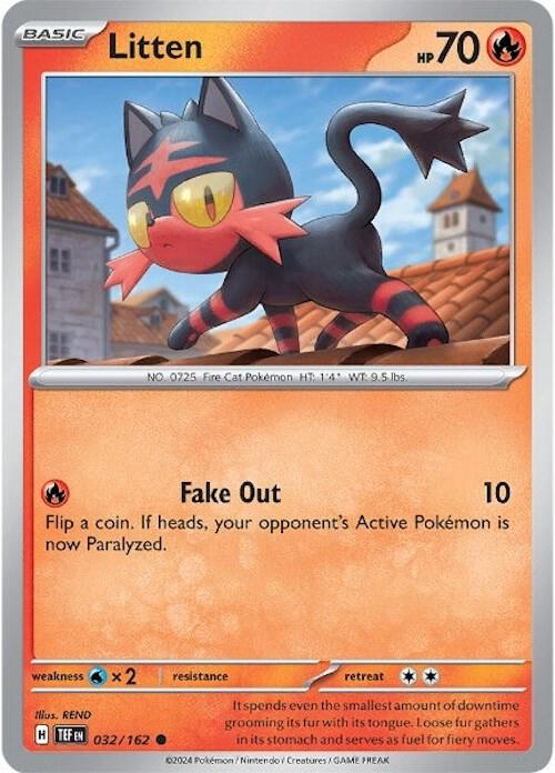 Litten - 032/162 032/162 Common Temporal Forces Pokémon card