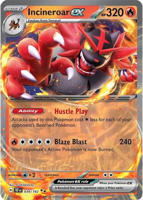 Incineroar ex - 034/162 034/162 Double Rare Temporal Forces Pokémon card