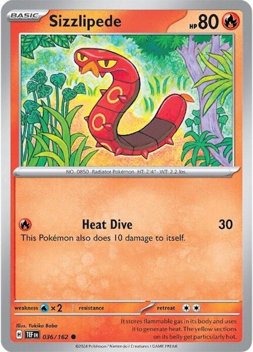 Sizzlipede 036/162 Common Temporal Forces Pokémon card