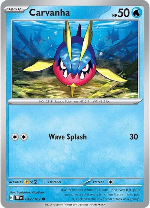 Carvanha 042/162 Common Temporal Forces Pokémon card