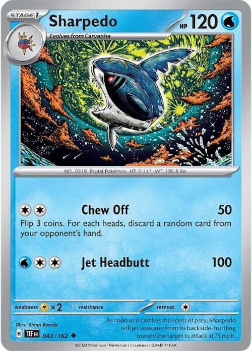 Sharpedo 043/162 Uncommon Temporal Forces Pokémon card