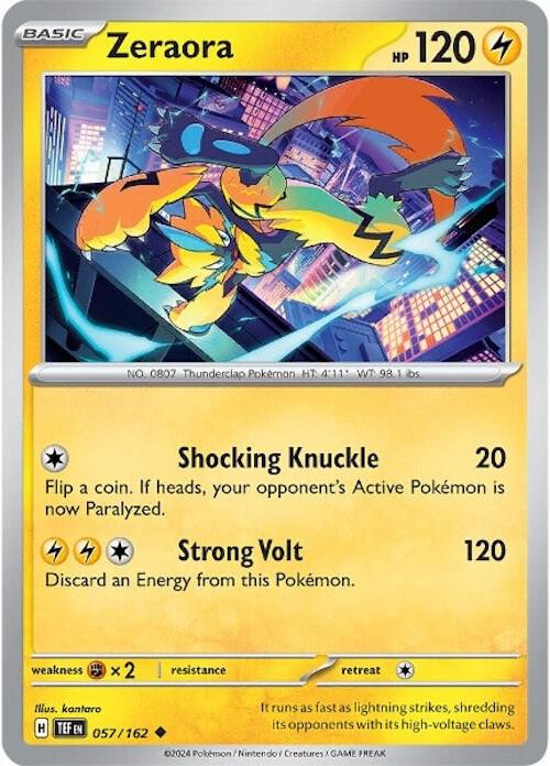 Zeraora 057/162 Uncommon Temporal Forces Pokémon card