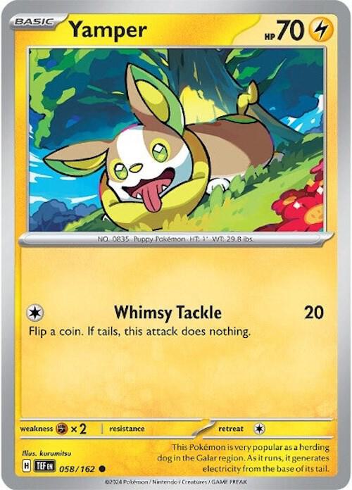 Yamper 058/162 Common Temporal Forces Pokémon card