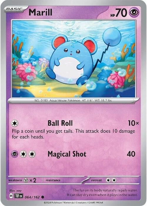 Marill 064/162 Common Temporal Forces Pokémon card