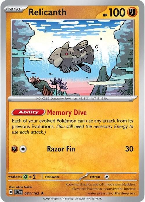 Relicanth - 084/162 084/162 Rare Temporal Forces Pokémon card