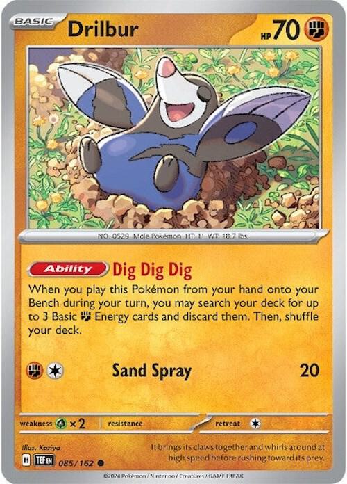 Drilbur 085/162 Common Temporal Forces Pokémon card