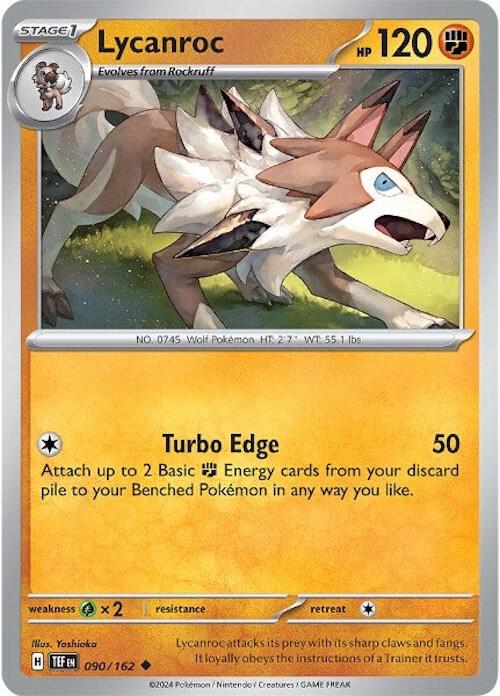 Lycanroc 090/162 Uncommon Temporal Forces Pokémon card