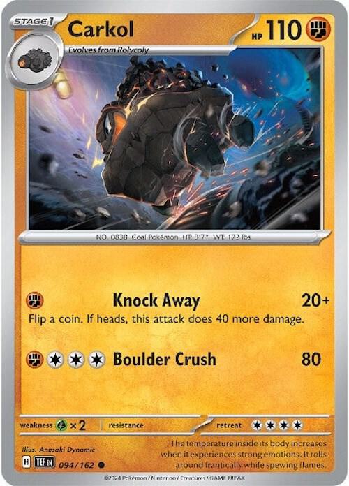 Carkol 094/162 Common Temporal Forces Pokémon card