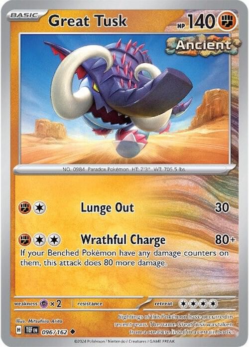 Great Tusk - 096/162 096/162 Uncommon Temporal Forces Pokémon card