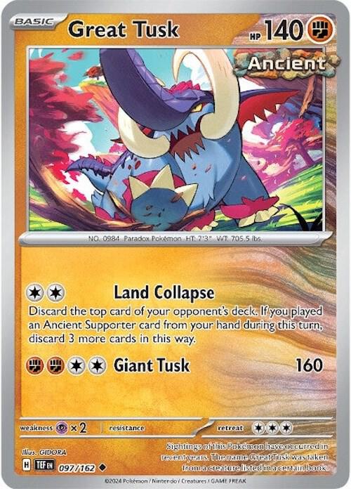 Great Tusk - 097/162 097/162 Uncommon Temporal Forces Pokémon card