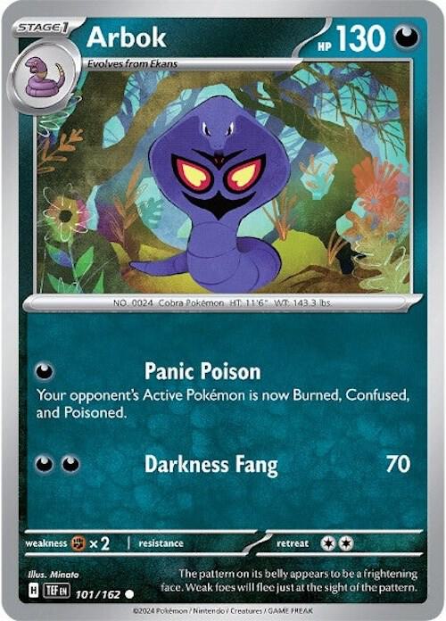 Arbok - 101/162 101/162 Common Temporal Forces Pokémon card