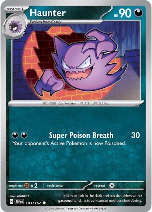 Haunter 103/162 Common Temporal Forces Pokémon card
