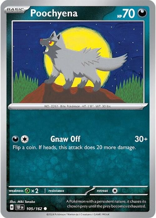 Poochyena 105/162 Common Temporal Forces Pokémon card