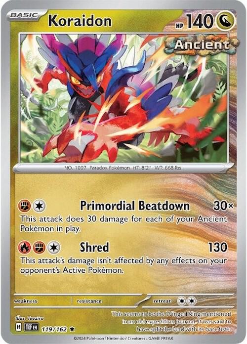 Koraidon 119/162 Rare Temporal Forces Pokémon card