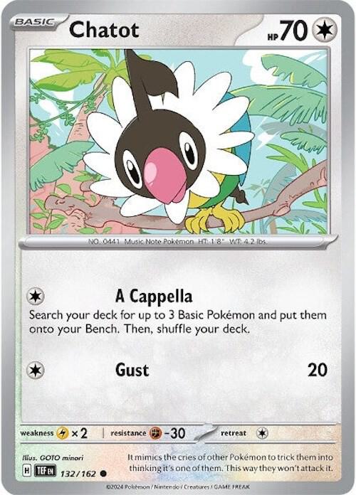 Chatot - 132/162 132/162 Common Temporal Forces Pokémon card