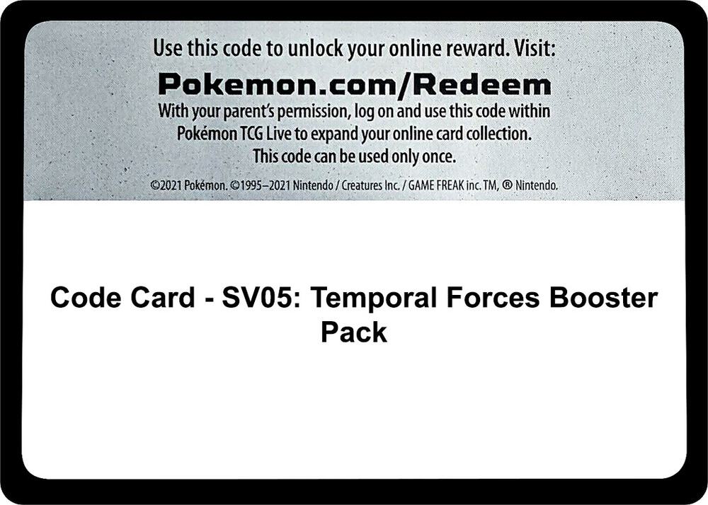 Code Card - SV05: Temporal Forces Booster Pack Code Card Pokémon card