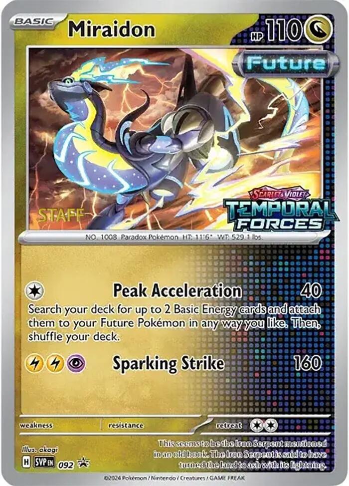 Miraidon - 092 (Prerelease) [Staff] 092 Promo Scarlet & Violet Promo Cards Pokémon card