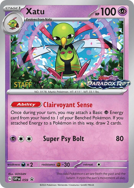 Xatu - 059 (Prerelease) [Staff] 059 Promo Scarlet & Violet Promo Cards Pokémon card