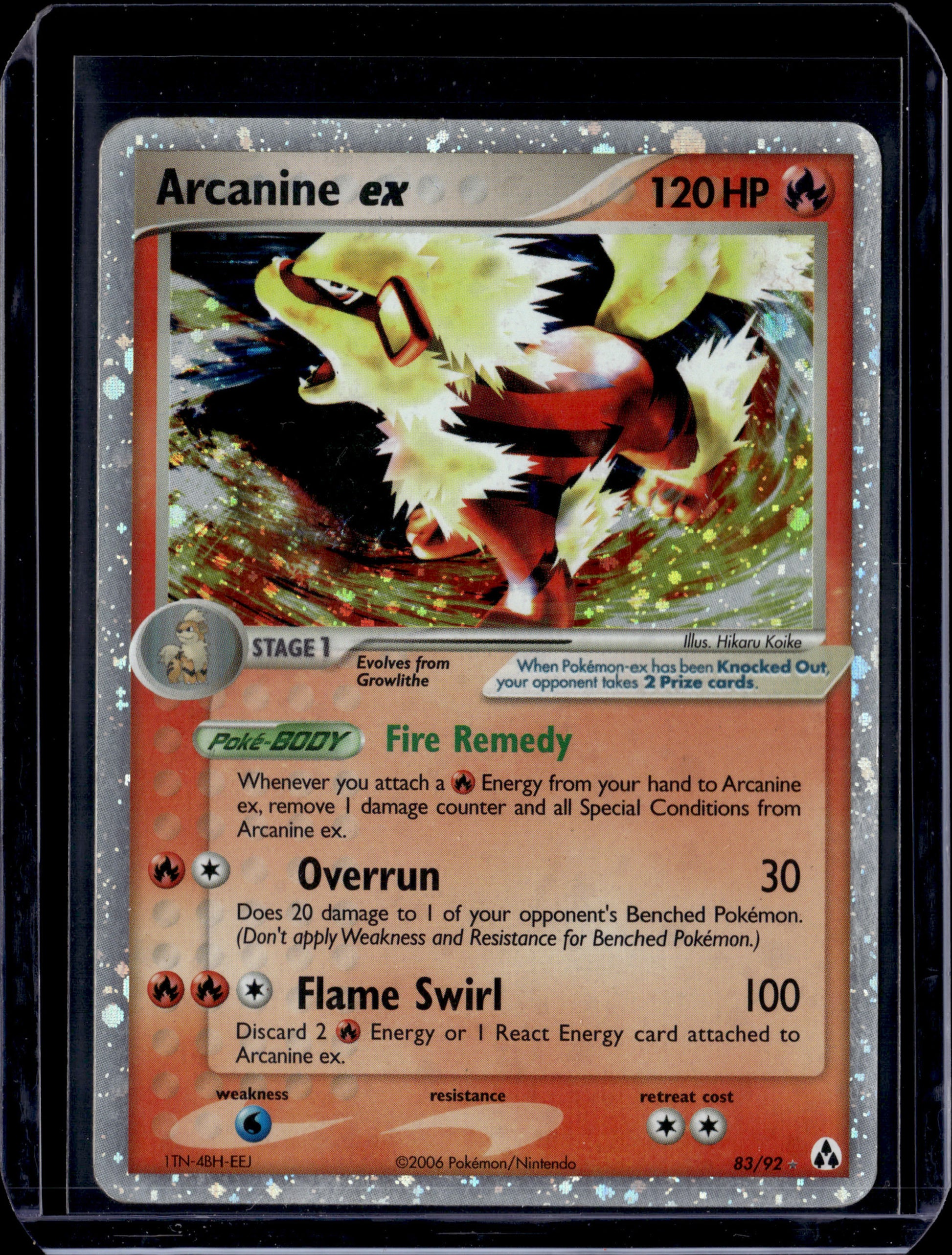 Arcanine ex Legend Maker #83/92 Holofoil Pokémon Card (front)