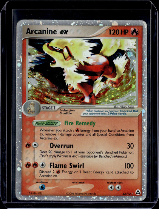 Arcanine ex Legend Maker #83/92 Holofoil Pokémon Card (front)
