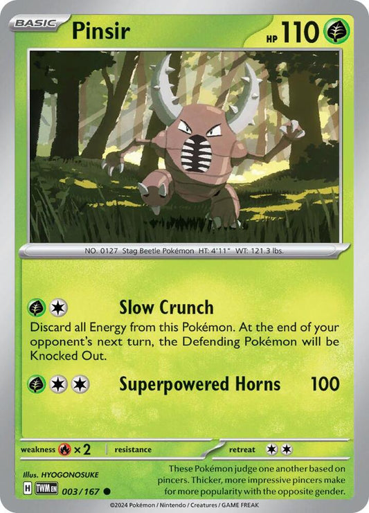 Pinsir - 003/167 003/167 Common Twilight Masquerade Pokémon card