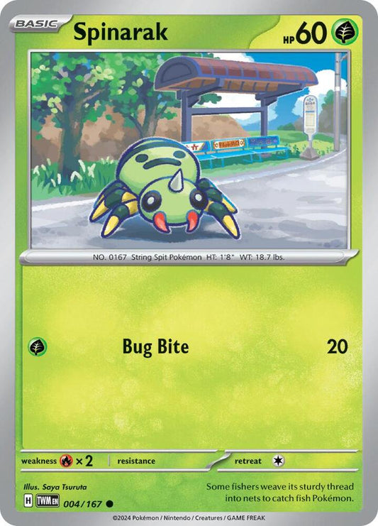 Spinarak 004/167 Common Twilight Masquerade Pokémon card