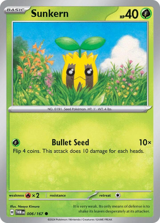 Sunkern 006/167 Common Twilight Masquerade Pokémon card