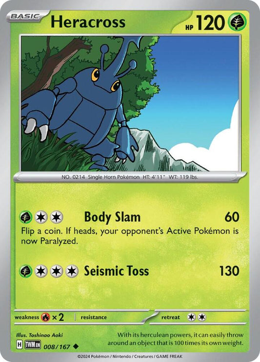 Heracross 008/167 Uncommon Twilight Masquerade Pokémon card
