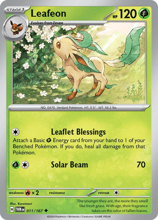 Leafeon 011/167 Uncommon Twilight Masquerade Pokémon card