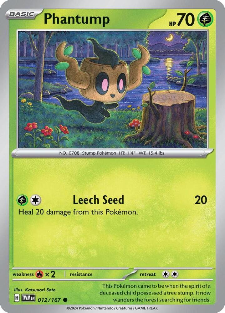 Phantump 012/167 Common Twilight Masquerade Pokémon card