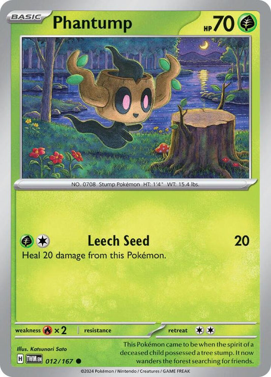 Phantump 012/167 Common Twilight Masquerade Pokémon card