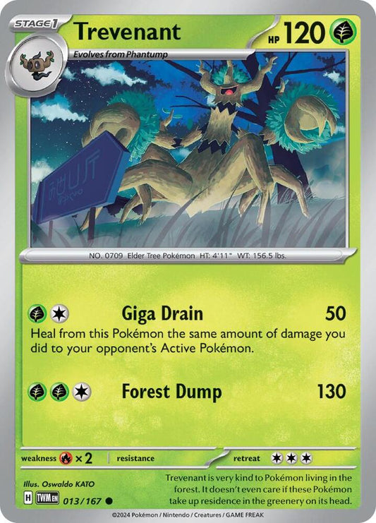 Trevenant 013/167 Common Twilight Masquerade Pokémon card