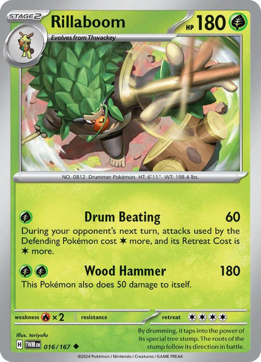Rillaboom 016/167 Uncommon Twilight Masquerade Pokémon card