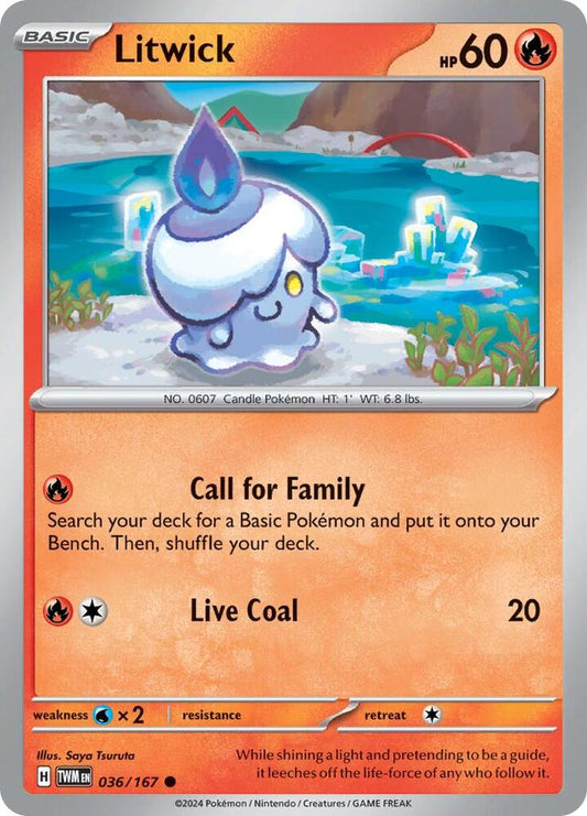 Litwick 036/167 Common Twilight Masquerade Pokémon card