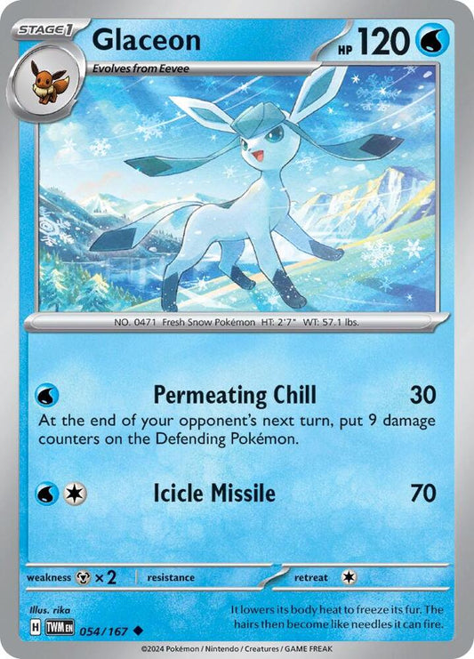 Glaceon 054/167 Uncommon Twilight Masquerade Pokémon card