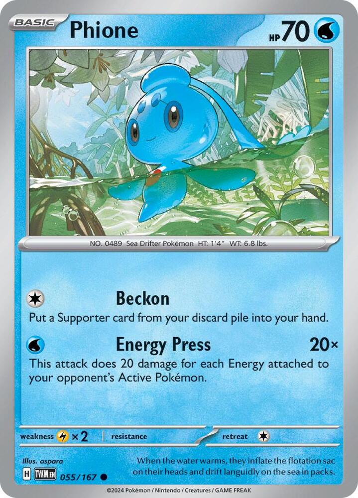Phione - 055/167 055/167 Common Twilight Masquerade Pokémon card