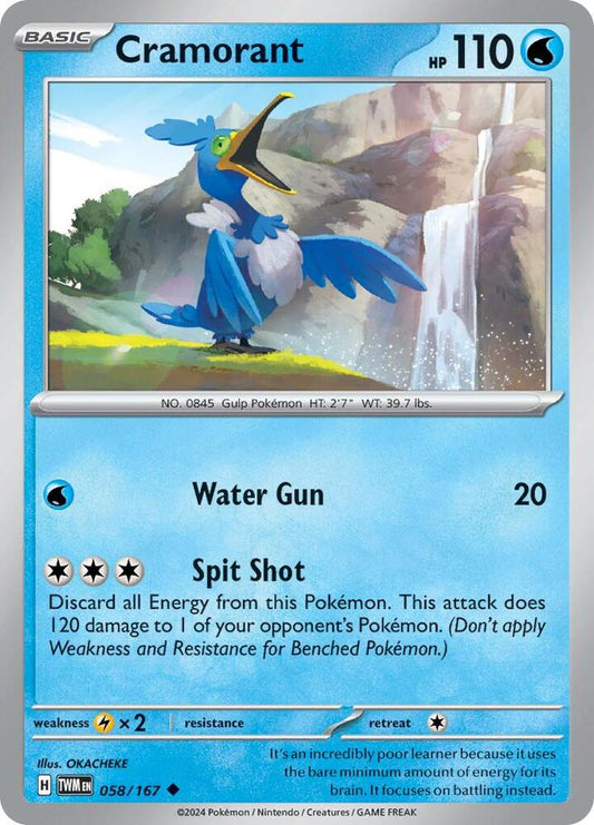 Cramorant - 058/167 058/167 Uncommon Twilight Masquerade Pokémon card