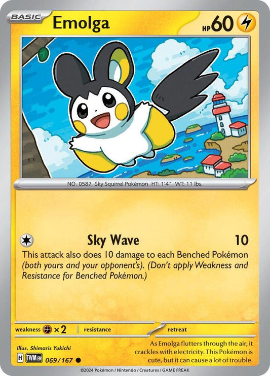 Emolga 069/167 Common Twilight Masquerade Pokémon card